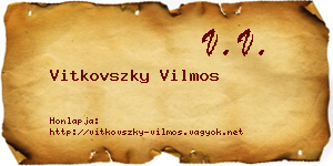 Vitkovszky Vilmos névjegykártya